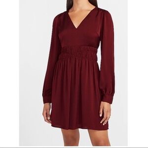 Express Deep Red Long Sleeve Dress